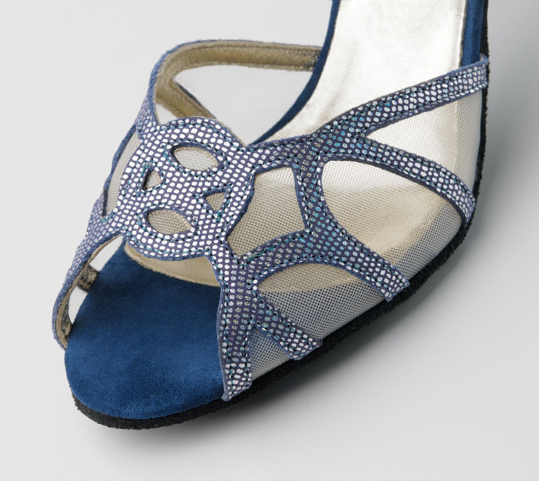 Nueva Adriana Printed leather / Suede – blue