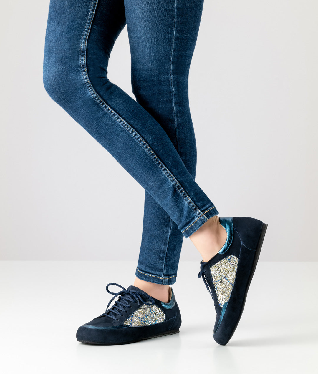Werner Kern Carol Nappa leather / Brocade / Goat suede – blue / silver