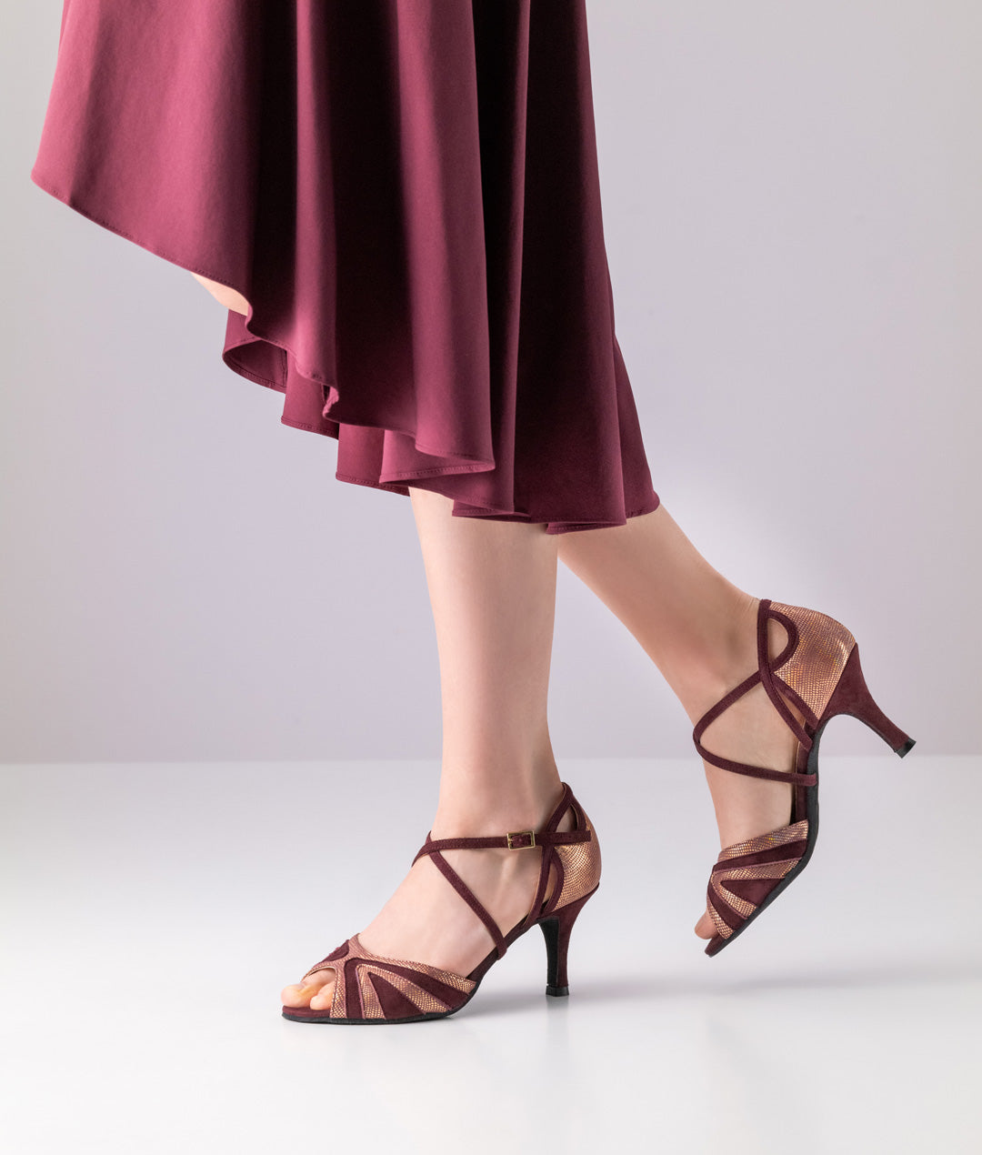 Nueva Adriana Vienna Printed leather / Suede – bordo