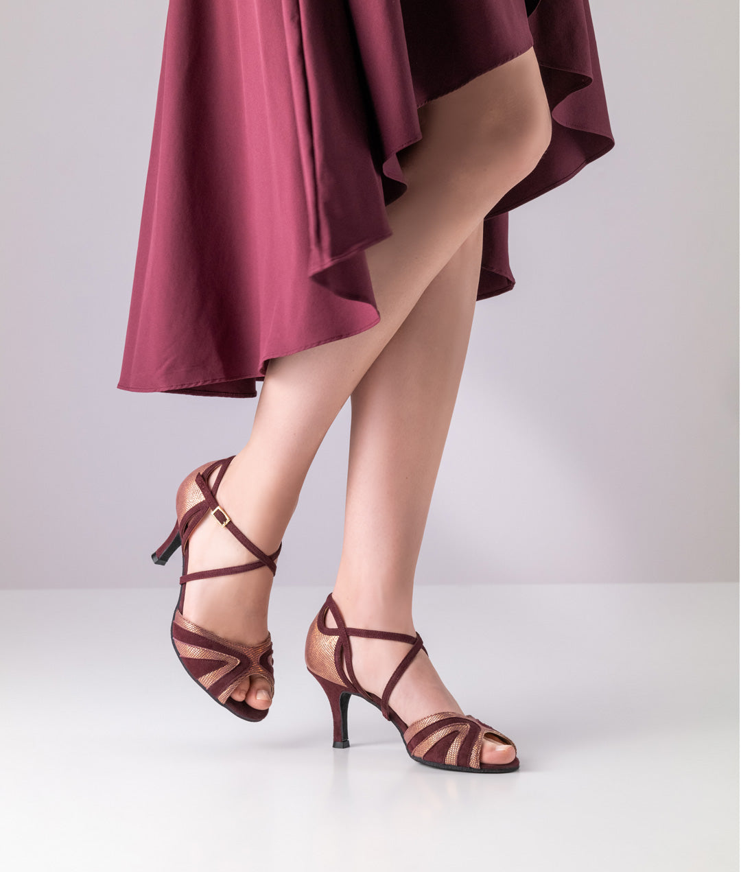Nueva Adriana Vienna Printed leather / Suede – bordo
