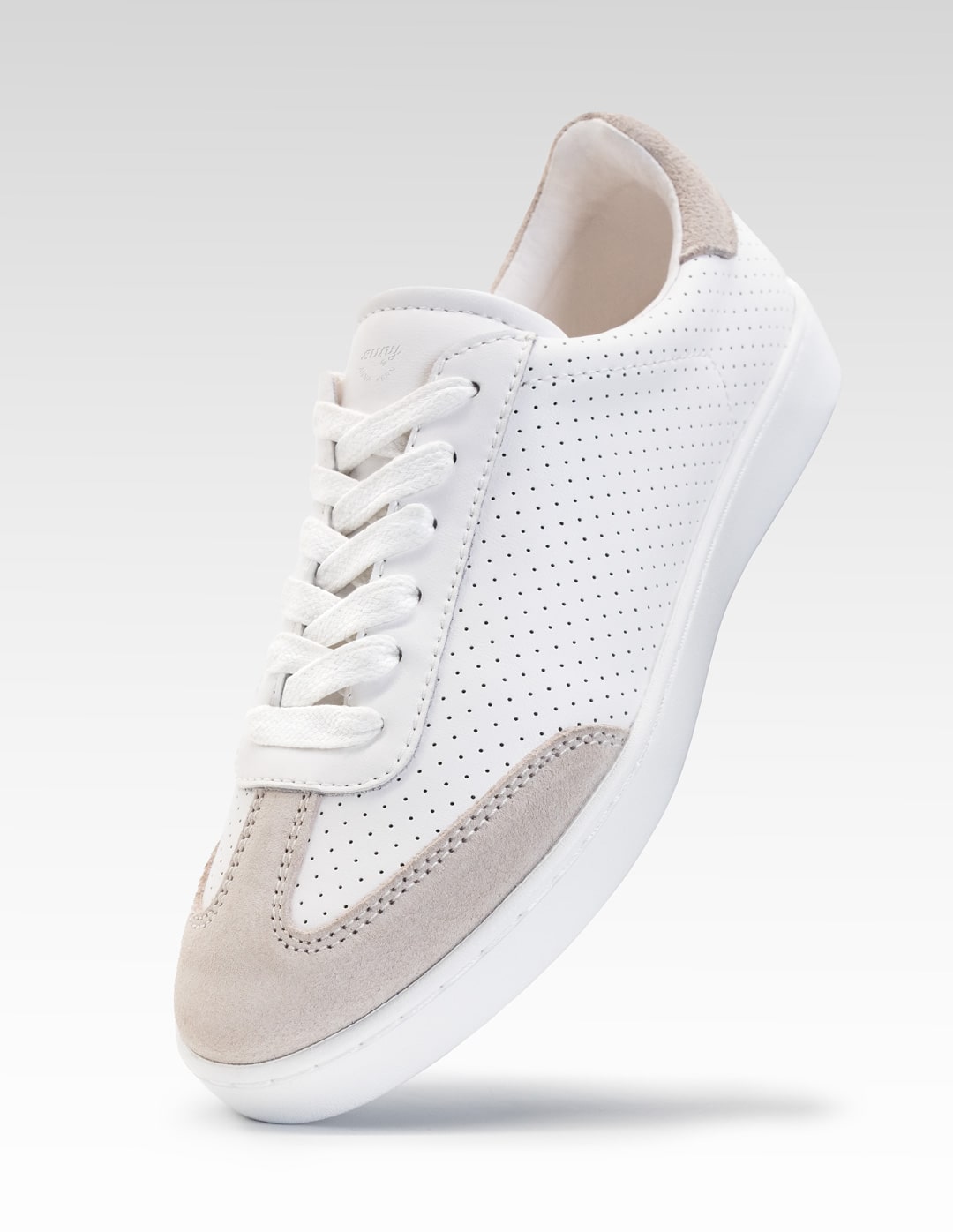 Anna Kern 7420 Mens Trainer, Nappa leather / Goat suede – beige / white