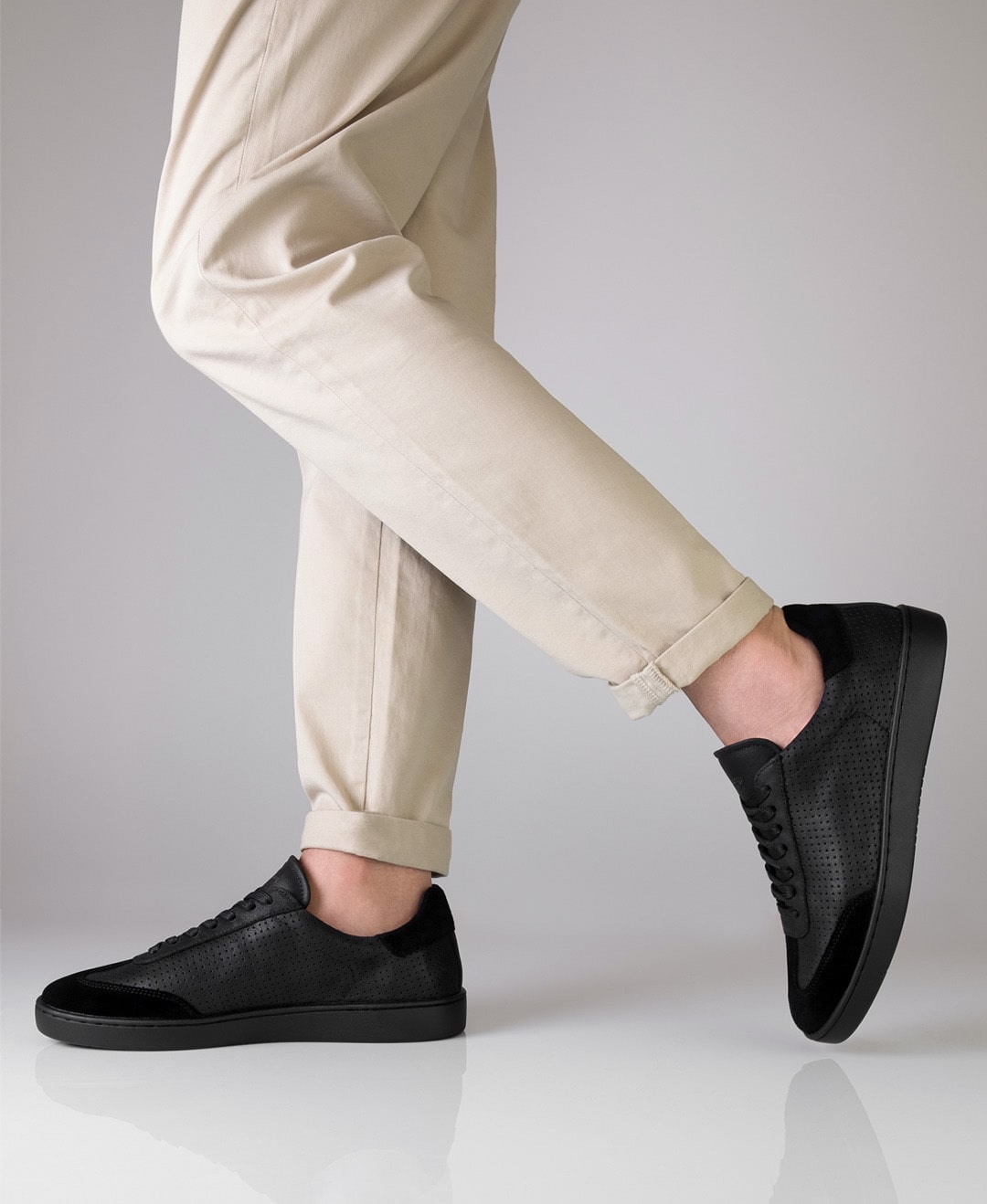 Anna Kern 7430 Mens Trainer, Nappa leather / Goat suede – black