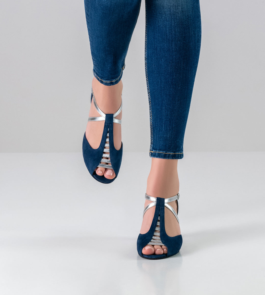 Holly Goat suede / Nappa leather – blue / silver