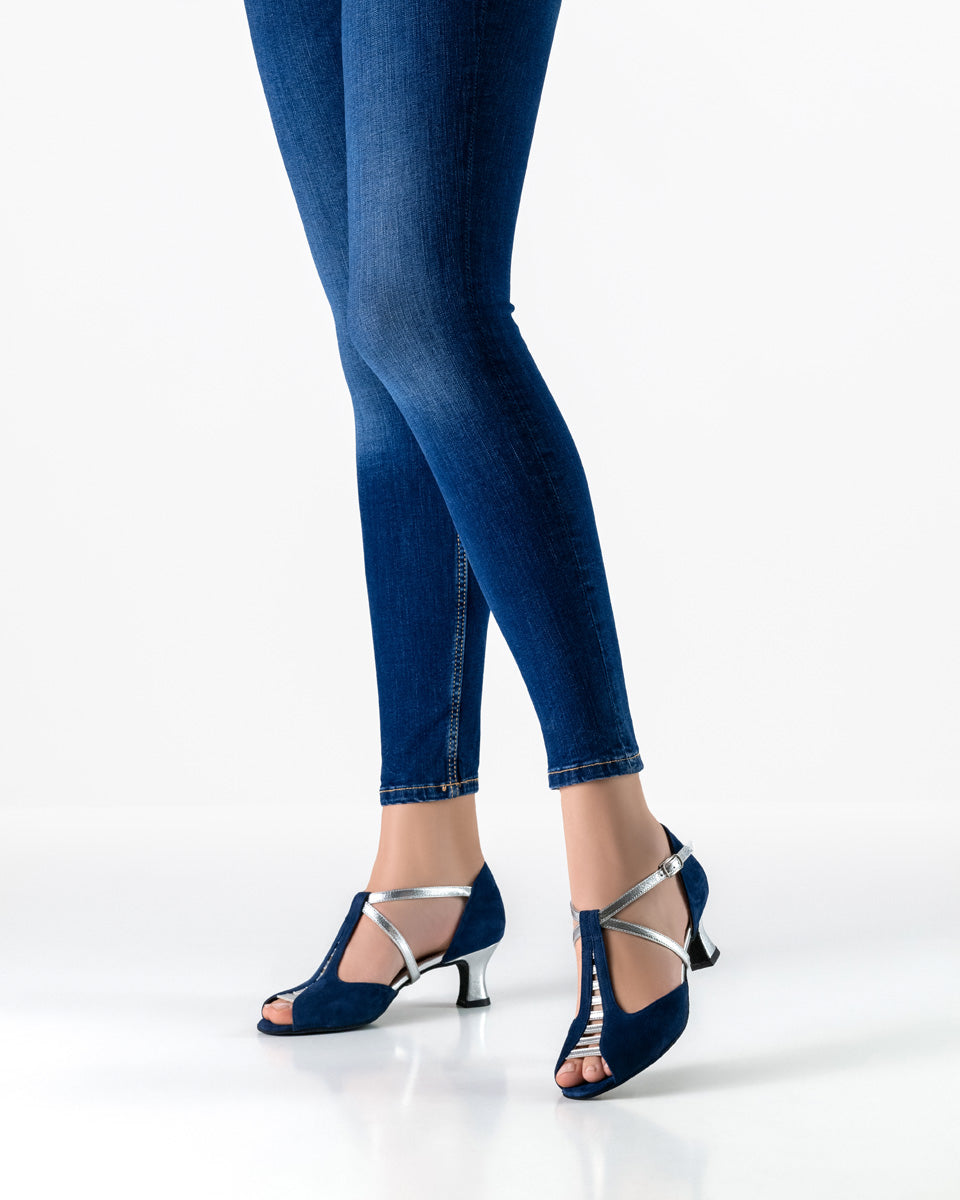 Holly Goat suede / Nappa leather – blue / silver